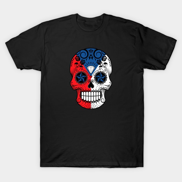 Czech Flag Sugar Skull with Roses T-Shirt by jeffbartels